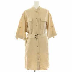 ウールリッチ WOOLRICH バンドカラーシャツワンピース ノーカラーシャツワンピース 麻 リネン混 ひざ丈 半袖 XS ベージュ WWDR0112 /HNのサムネイル