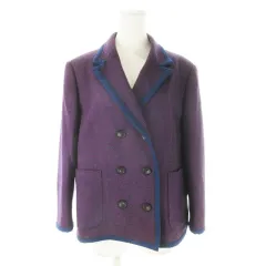 ポールスミス PAUL SMITH テーラードジャケット ダブル 総裏地 ライン 裏地総柄 大きいサイズ 46 XL 紫 パープル /AO21 ■GY44