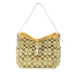 コーチ COACH ハンドバッグ ワンショルダー キャンバス レザー 革 シグネチャー ピンチロック 茶 ブラウン 6845 /CK25 ■GY18