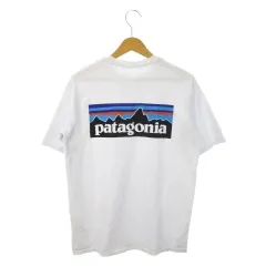 パタゴニア Patagonia 半袖Tシャツ S REGULAR FIT ライトグレー 白 ホワイト ネップ バックプリント ロゴ アウトドア /MN7 ■GY99