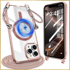 ☆彡送料無料でお届け☆彡 iPhone 16 Pro Max 用 ケース クリア ショルダー 耐衝撃 アイフォン 16 プロ マックス 用 カバー Magnetic対応 ストラップホール付き 肩掛け 紐付き TPU 斜めかけ 縄掛けケース 長さ調整可能 取り外