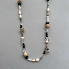 n157 天然素材 ガラス ビーズ ネックレス 金アレ対応素材変更/長さ変更可