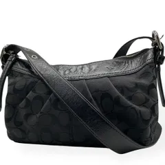 美品　COACH コーチ　ショルダーバッグ　キャンバス　レザー　ブラック