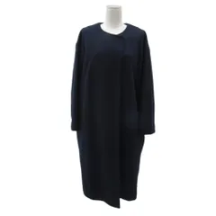 ルノンキュール Lugnoncure ノーカラーコート コーディガン ロング丈 M ネイビー 紺 /YS10 ■GY58