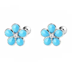 Umiwe ピアス レディース セカンドピアス S925シルバー 金属アレルギー対応 シンプルピアス 小さめ 花 フラワーデザイン 5花びら ジルコニア つけっぱなし 就寝可能 敏感肌 日常使い ビジネス 結婚式 プレゼント ギフト (シルバー) 0