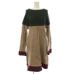 ホコモモラ JOCOMOMOLA ワンピース ウール 40 茶 緑 紫 長袖 カラーブロック ボートネック /JP