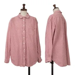 ピンクハウスPINK HOUSE ギンガムチェックフリルデザインシャツ 赤白M