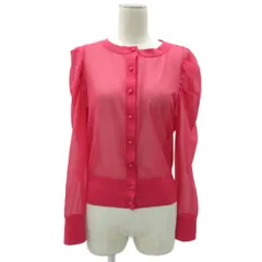 セルフォード CELFORD カーディガン ミドル丈 F ピンク クルーネック シアー素材 /SY27 ■GY58