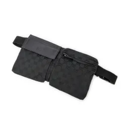 [中古] GUCCI グッチウエストポーチ黒GGキャンバスA