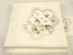 平和屋着物●九寸名古屋帯　作家物　手描き　髭紬　籬草花文　金彩　正絹　逸品　CABD4218dy