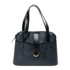 [中古] DIOR ディオールヴィンテージ スリップ ポケット ドーム トートネイビーマキシ トロッター柄 PVCキャンバスA