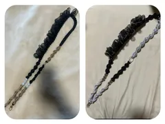 パラコードスマホショルダー ベージュ グレー ブラック リボン チュール