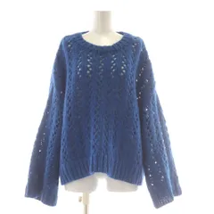 ミディウミソリッド MIDIUMISOLID ニット セーター 長袖 ウール 青 ブルー 透かし編み /AU