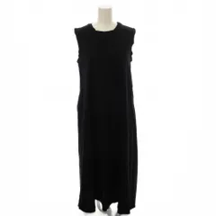 ランバンオンブルー LANVIN en Bleu ワンピース 38  ロング 黒 ブラック レース切り替え バックリボン ノースリーブ /JP