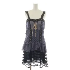 アクシーズファム axes femme タグ付き キャミワンピース M 紫 パープル ドット柄 レースアップ フリル /RR