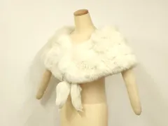 平和屋着物▼和装小物　ショール　ファー　毛皮　ティペット　ストール　防寒　白色　逸品　AABF9914ay