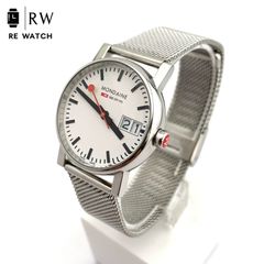 MONDAINE モンディーン30314 デイデイト メッシュベルト 電池交換済 