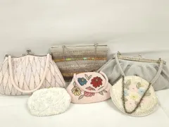 平和屋着物▼和装小物　ビーズバッグまとめて6点　小銭入れ　手提げ　ミニバッグ　がま口　スパンコール　レトロ　逸品　DABA7957zzz