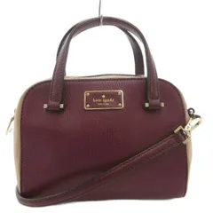 ケイトスペード KATE SPADE ハンドバッグ ショルダー 2WAY 斜め掛け レザー スエード ロゴ ボルドー ベージュ /GV