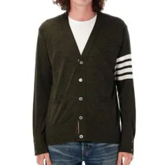 THOM BROWNE｜トムブラウン MKC002A Y1014 320 4-BAR CLASSIC V NECK CARDIGAN フォーバー クラシック カーディガン DARK GREEN