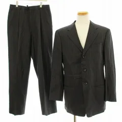 アルマーニ コレツィオーニ ARMANI COLLEZIONI シングルスーツ セットアップ 上下 テーラードジャケット パンツ ジップフライ ストライプ柄 ウール 50 グレー 021346 /KU