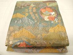 付け帯 袋帯 二重太鼓 西陣織 引箔 中古 花 鳥 緑 tj353 - メルカリ