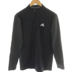 アディダス adidas スポーツ ゴルフウェア Tシャツ M 黒 グレー 長袖 スタンドカラー ハーフジップ /NS
