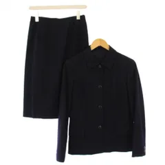 バーバリー ロンドン BURBERRY LONDON セットアップ ステンカラージャケット アウター ショート丈 タイトスカート ひざ丈 無地 ウール 40 紺 ネイビー /BB