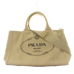 プラダ PRADA カナパ トライアングルロゴ 三角プレート ハンドバッグ ショルダーバッグ 2way ロゴ キャンパス ベージュ BN1877 /AN8 ■OH