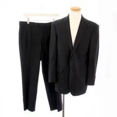 ユキトリイ YUKI TORII スーツ セットアップ 上下2点セット テーラードジャケット パンツ スラックス ストライプ 背抜き 2B テーパード 黒 ブラック /MP ■GY99