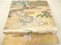 袋帯 扇面 牡丹 孔雀 華文 金糸 六通柄 - メルカリ