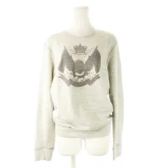 ディーゼル DIESEL ウールカットソー M グレー 長袖 ラウンドネック 紋章プリント /CK16 ■GY60