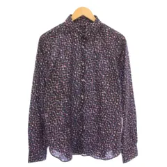 ピーエスポールスミス PS Paul Smith カジュアルシャツ 長袖 レギュラーカラー 花柄 総柄 XL 紫 パープル 黒 ブラック /BB