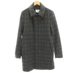 ビームスハート BEAMS HEART ステンカラーコート 44 グレー チェック ウール ロング /HN