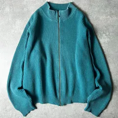 80s USA製 LLBean コットン ドライバーズ ニット カーディガン XL / 80年代 アメリカ製 ビンテージ エルエルビーン ハイネック セーター ターコイズ