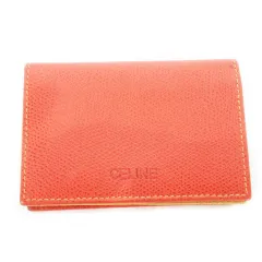 セリーヌ CELINE カードケース 名刺入れ 二つ折り レザー 革 シボ革 ロゴ型押し 配色 バイカラー コーラル /CK26 ■GY18のサムネイル