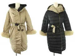 Sマックスマーラ 'S Max Mara ダウンジャケット コート リバーシブル ファー 34 濃紺 ベージュ /NR ■OS■GY53