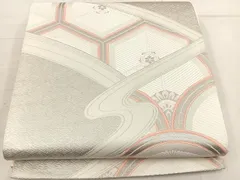 平和屋着物◎六通柄袋帯　雅琴錦　亀甲花文　プラチナ本銀二重織　正絹　逸品　BAAW3927mz
