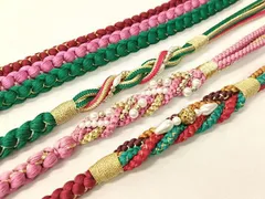 平和屋着物▼和装小物　帯締め３本セット　振袖用　飾り付き　パール　ラインストーン　金糸　逸品　CABB5196vp
