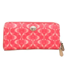 コーチ COACH 長財布 ラウンドファスナー ロゴ 総柄 ピンク /JS
