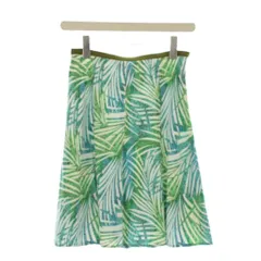 アンタイトル UNTITLED フレアスカート ひざ丈 1 黄緑 ライトグリーン リーフ柄 /LP ■GY60