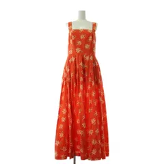 ローラアシュレイ LAURA ASHLEY キャミワンピース 11 赤 レッド オレンジ 袖なし スクエアネック 花柄 /GG ■GY60