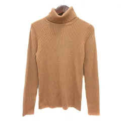 ジーユー GU ニット カットソー タートルネック 長袖 リブ S ベージュ /MN ●RY