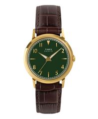 Free Shipping: Timex Women's Unisex Quartz Analog Brown Leather Watch, 34mm, Brown