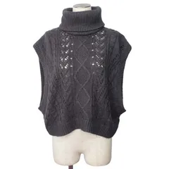 サマンサモスモス SM2 blue  ケーブルニットベスト タートルネック F グレー