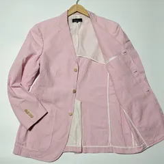 【希少】Polo by Ralph Lauren　シアサッカー ストライプ テーラードジャケット　LLサイズ XL　ピンク　背抜き　綿・コットン