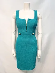 2280 DEA by ROBE de  FLEURS ディアバイローブドフルール　キャバクラ　ドレス　ワッフル　伸縮性　ノースリーブ　フロントジップ　タイト　ミニ　キャバドレス　S