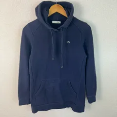 LACOSTE ラコステ パーカー ロゴ刺繍 ネイビー 34サイズ レディース 古着 ストリート スポーツMIX