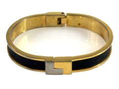 ロエベ LOEWE バングル ブレスレット レザー ブラック×ゴールドカラー 送料無料