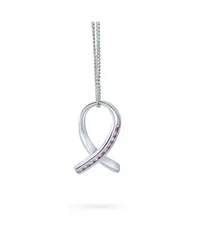 【送料無料】 ブリング レディース ネックレス・チョーカー・ペンダントトップ アクセサリー Strength and Hope Elegant Fine Pave Cubic Zirconia CZ Pink Ribbon Breast Cancer Surv